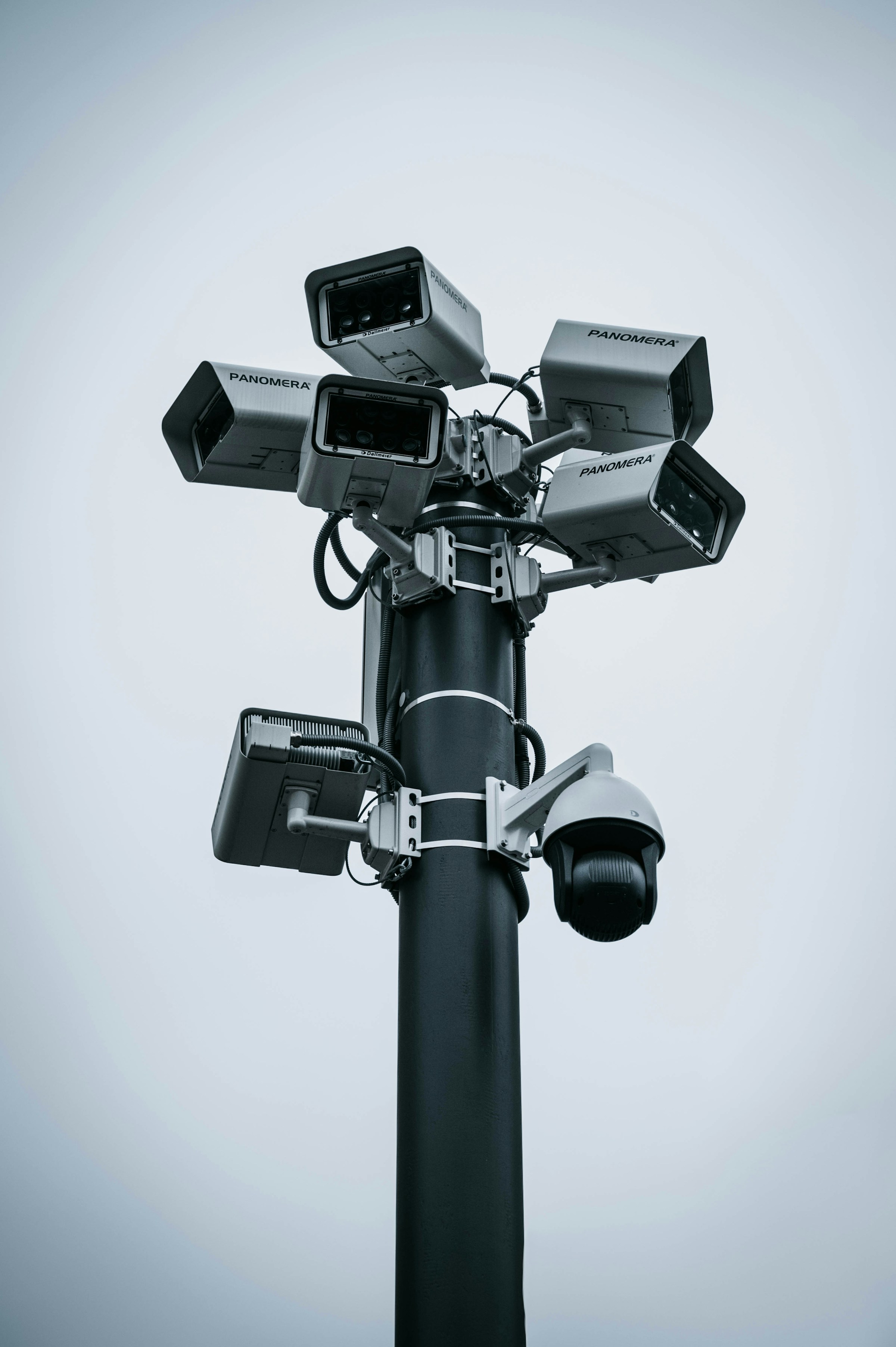 CCTV camera pole monitoring area